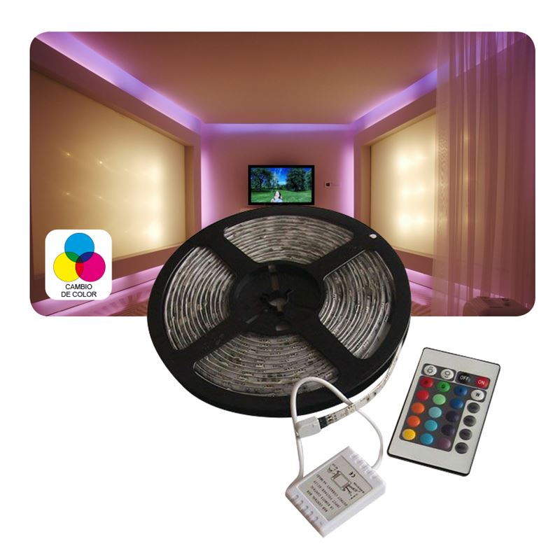 [TDL-KIT-RGB-3M] KIT TIRA DE LED 5050 RGB 30P 3M IP44+CONTROL+TRANSFORMADOR