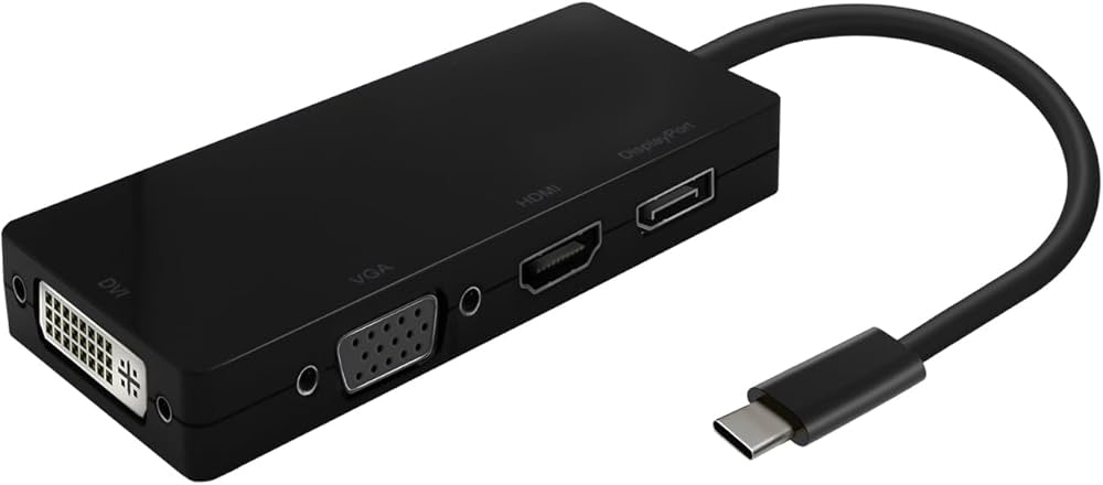 Conversor USB-C a DVI/HDMI/VGA, USB-C/M-DVI/H-HDMI/H-VGA/H, negro, 15cm