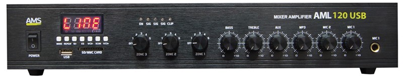 [SON-AMP-AML240USB] AMPLIFICADOR (4-16 Ohm) ó LINEA 100V 240W MIC/AUX/USB/FM/BLUETOOTH 3 ZONAS (100V)