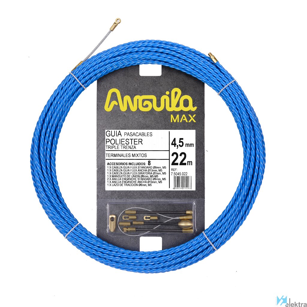 [HER-GUIA-22M-4.5MM-T] GUIA ENEBRAR TRENZADA TRIPLE AZUL 4.5mm 22mts VARIOS CABEZALES