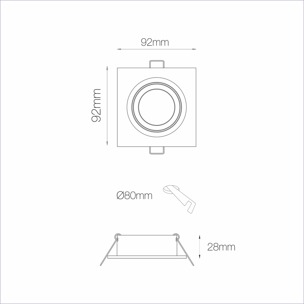 [ARO-ZIO-C-BL] ARO GU10 ZIO BLANCO CUADRADO