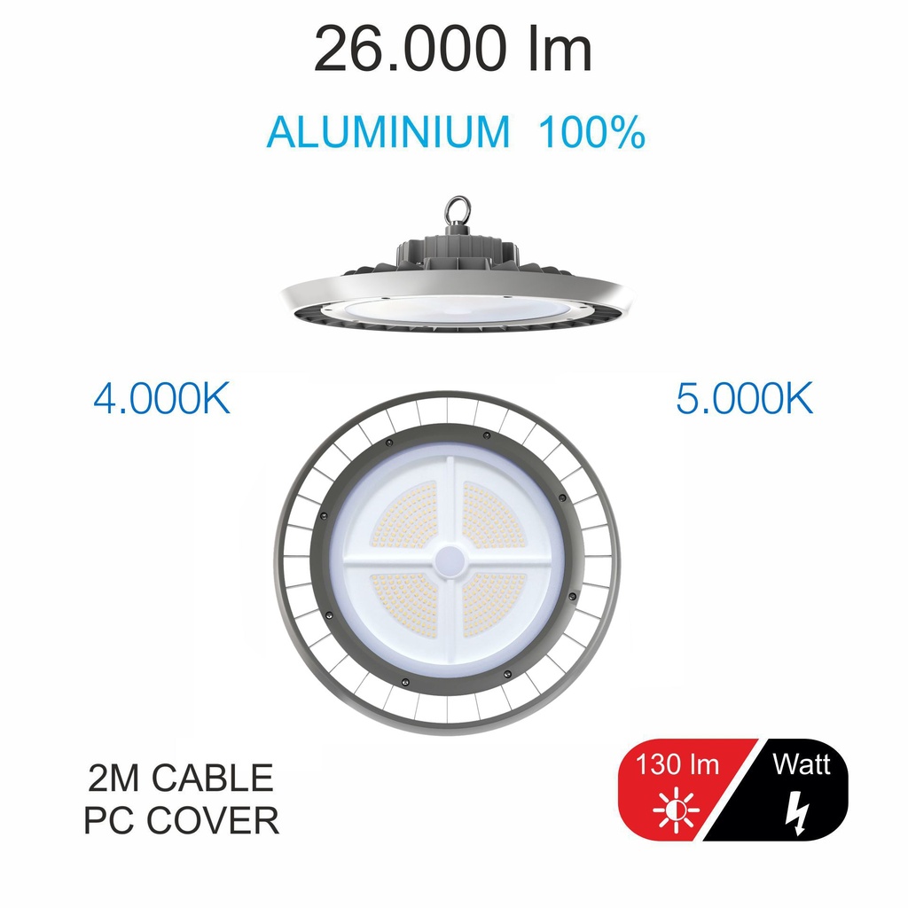 [CAMP-UFO-200W-BF] CAMPANA UFO 200W 26.000lm 5000ºK 100-260V 110º LED PHILIPS