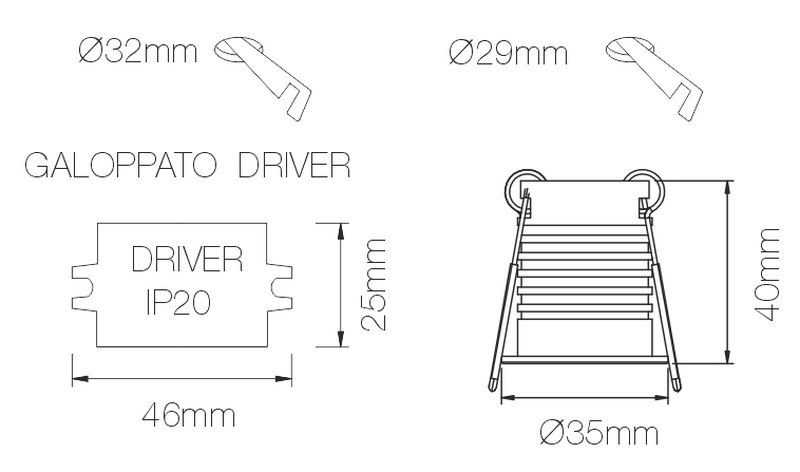 [DW-3.5W-RD-3-NG] DOWNLIGHT PULSAR 3.5W 3000ºK 180lm 30º NEGRO Ø35x40mm CORTE: Ø29mm