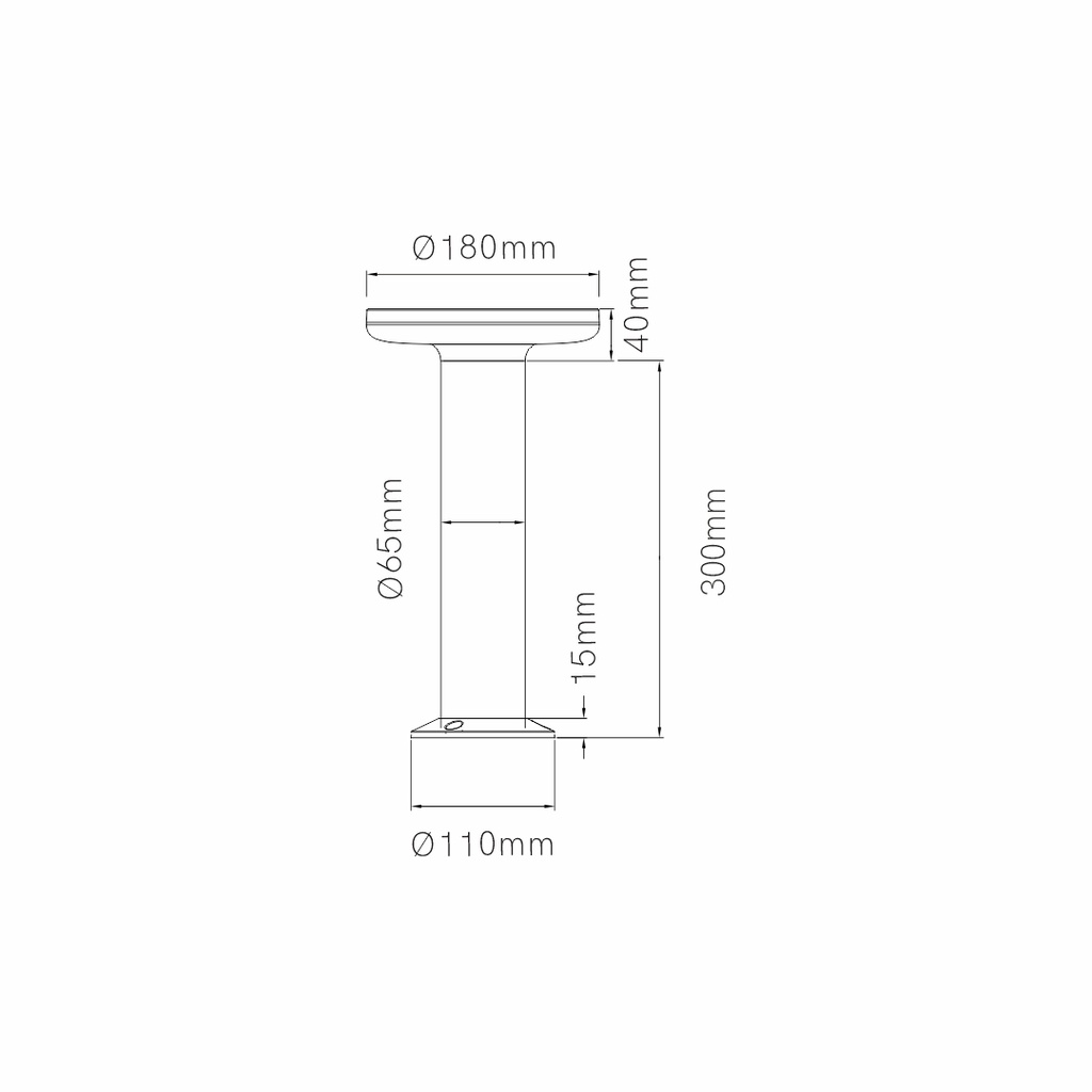 [FS-4840] BALIZA DE PIE MAC LED 30cm NEGRO 12W 3000ºK 890lm IP65 100º 240VAC 30H