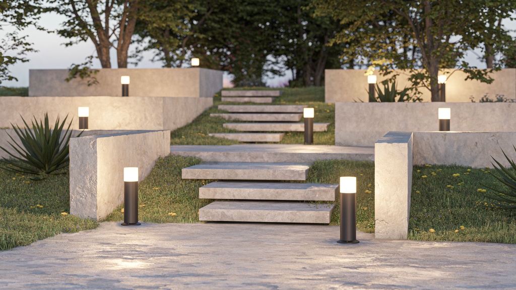 [FS-4851] BALIZA DE PIE TURA LED 30cm NEGRO 12W 3000ºK 890lm IP65 100º 240VAC 30H