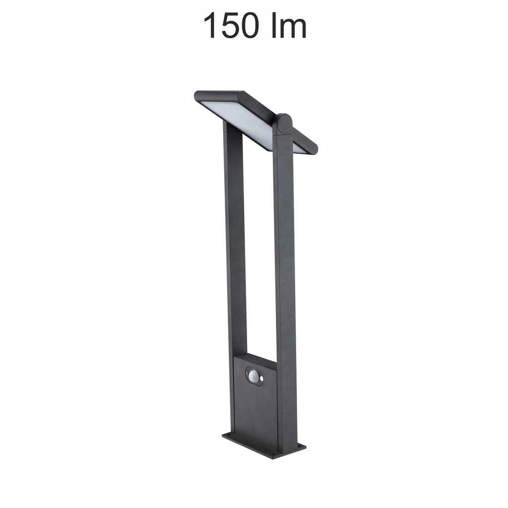 [FS-POPA-60-BL] FAROL TOTEM BALIZA SOLAR ¨POPA¨ 60cm NEGRO 1.6W 150lm 4K 120º PIR IP54