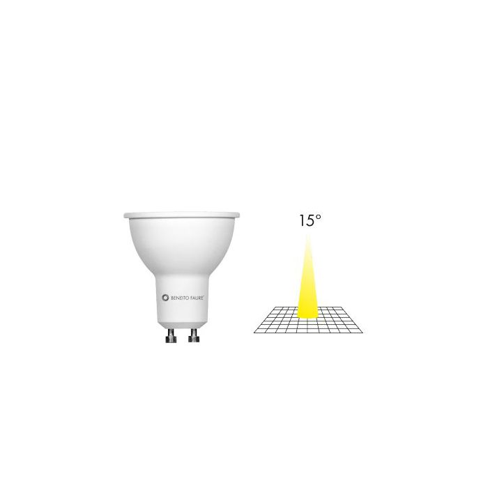 BOMBILLA LED DICROICA MR16 GU10 7W 30K LUZ CALIDA 420lm 15º DIMMABLE 25H 100OFF