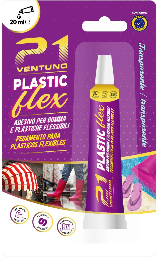 COLLA 21 PEGAMENTO TRANSPARENTE ESPECIAL PLASTICOS FLEXIBLES 20ml