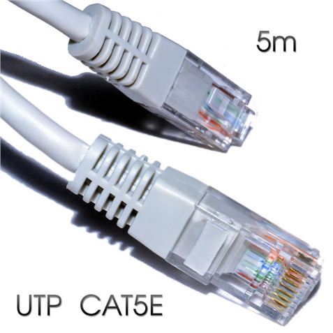 [INF-CBL-RJ45-5M-5] CABLE DE RED LATIGUILLO UTP CAT5e 5m Gris Claro