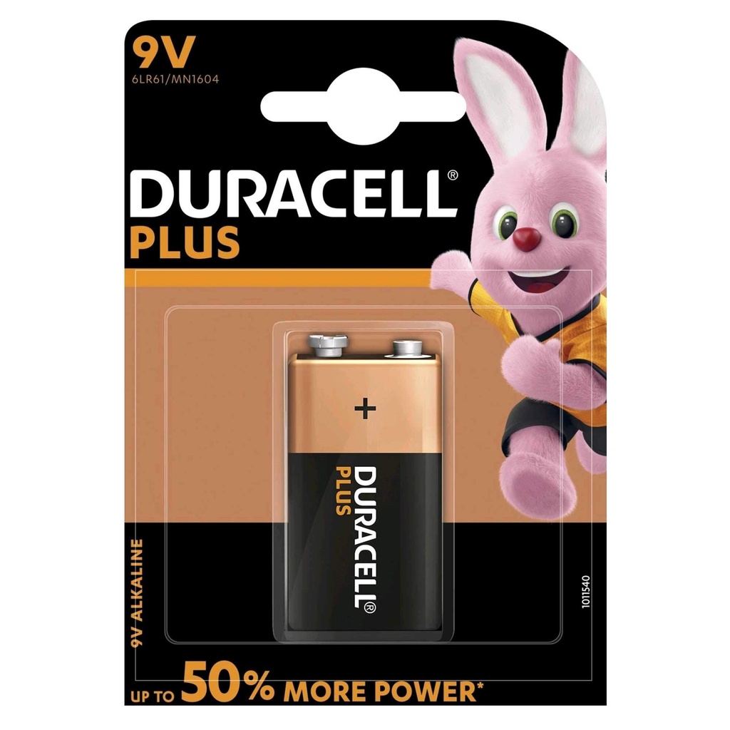 [BAT-9V-DUR] BATERIA ALCALINA 9V 6F22 DURACELL PLUS