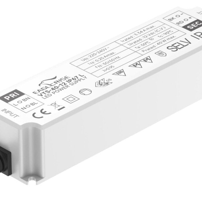 TRANSFORMADOR IP67 40W 12VDC 3.33A VTS-40-12 EAGLERISE