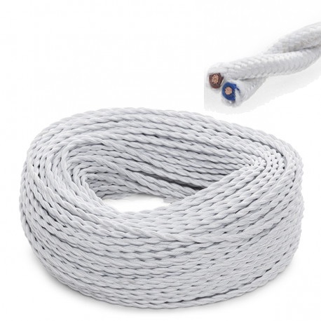 Mt. CABLE MANGUERA TRENZADO 2X1mm2 TEXTIL BLANCO