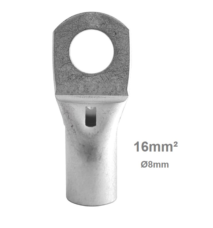TERMINAL TUBULAR DE COBRE CABLE 16MM Ø8MM
