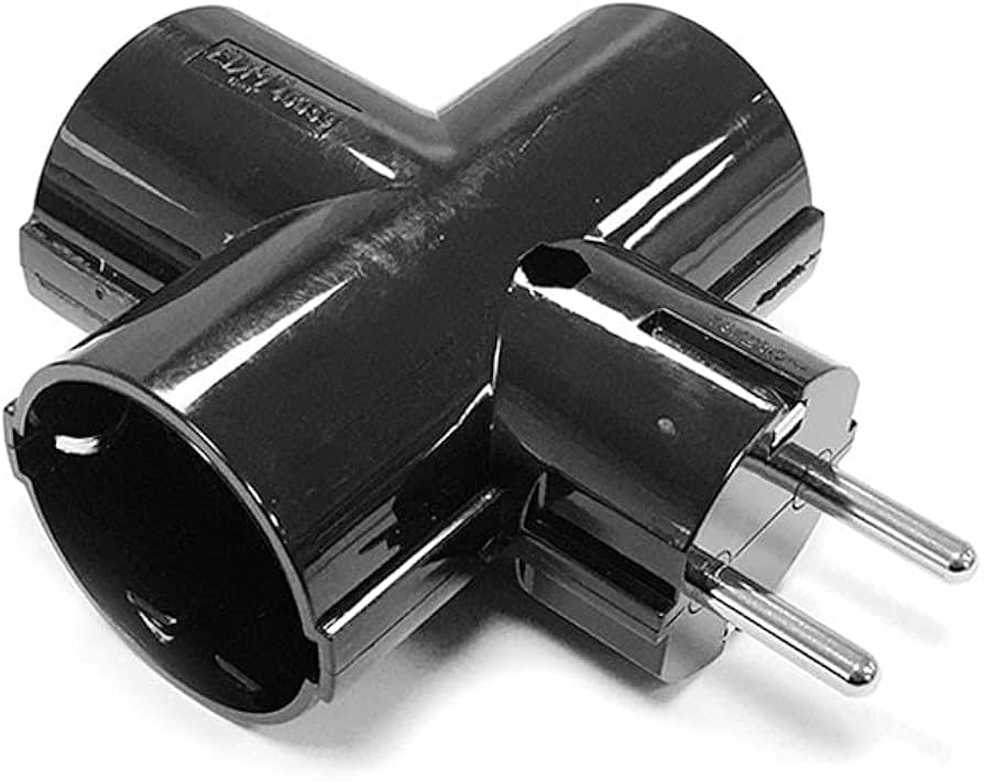 CLAVIJA ''LADRON'' TRIPLE SCHUKO 2P+T 16A 250VAC NEGRA