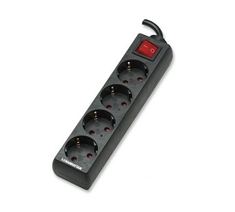 REGLETA 4T+INT 3X1.5MM NEGRA EDM