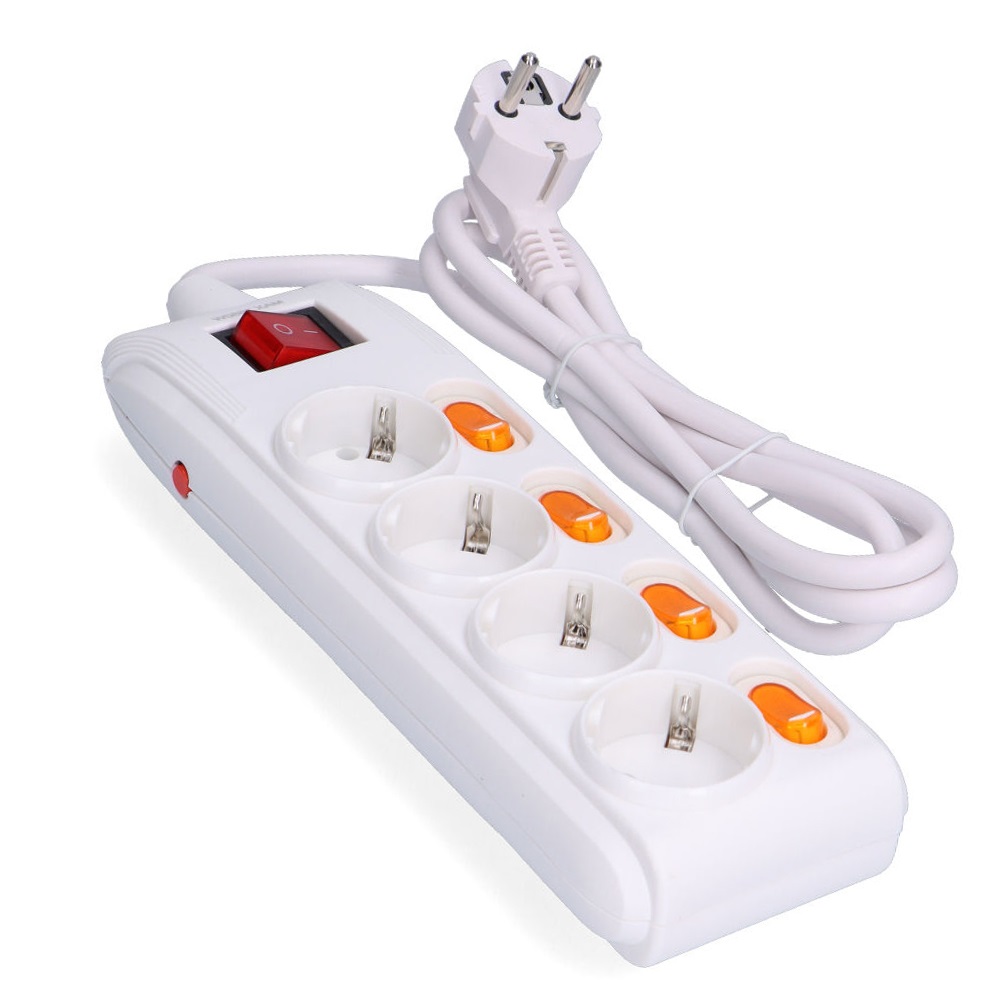 BASE 4 TOMAS CON INTERRUPTOR INDIVIDUAL 3G1.5MM2