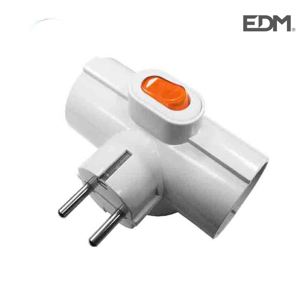 CLAVIJA 3 TOMAS SCHUKO CON INTERRUPTOR LADRON