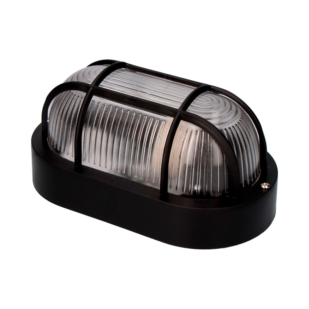 APLIQUE OVAL REJILLA NEGRO E27 ABS+CRISTAL