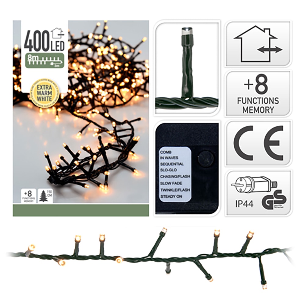 [NAV-71197] GUIRNALDA LED WW 8Mts 400LEDs IP44 8FUNC.