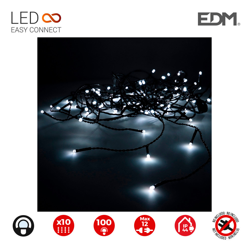 [NAV-71260] CORTINA EASY-CONNECT 2X1M 10 TIRAS 100 LEDS BLANCO FRIO 30V (INTERIOR-EXTERIOR) EDM TOTAL 1,8W