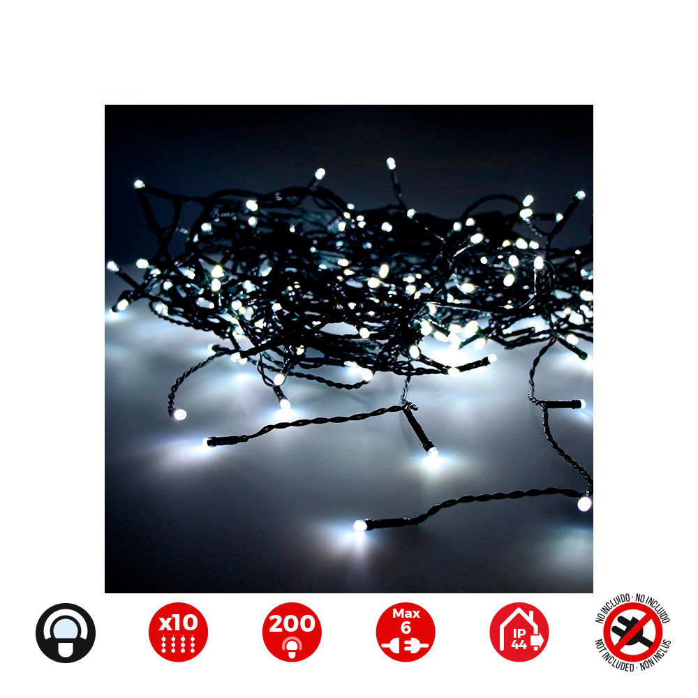 [NAV-71262] CORTINA EASY-CONNECT 2X2MTS 10 TIRAS 200 LEDS BLANCO FRIO 30V (INTERIOR-EXTERIOR) EDM TOTAL 3,2W