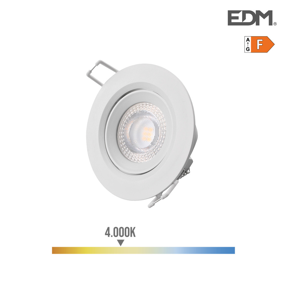 DOWNLIGHT ORIENTABLE 5W 4K 380LM IP20 120º PLASTICO REDONDO BLANCO