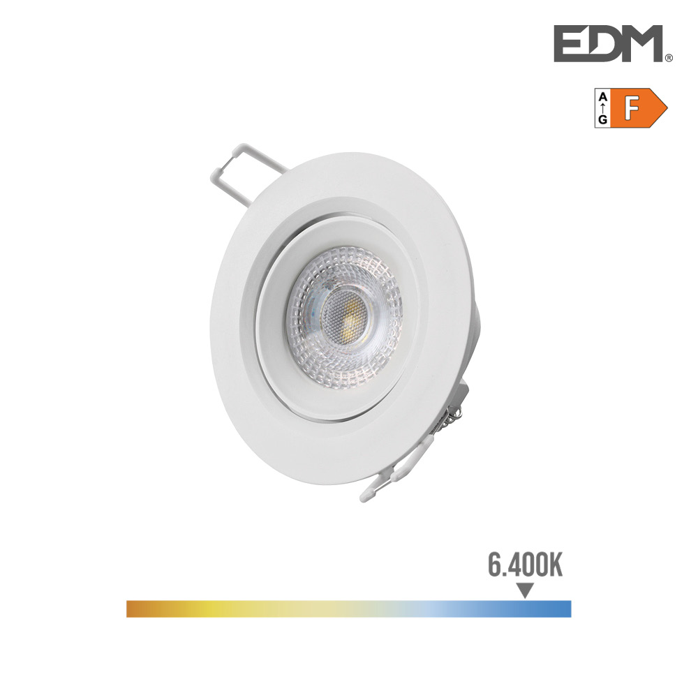 DOWNLIGHT LED RD 9W 64K 806lm IP20 120º BLANCO Ø90x27mm CUT:Ø70mm