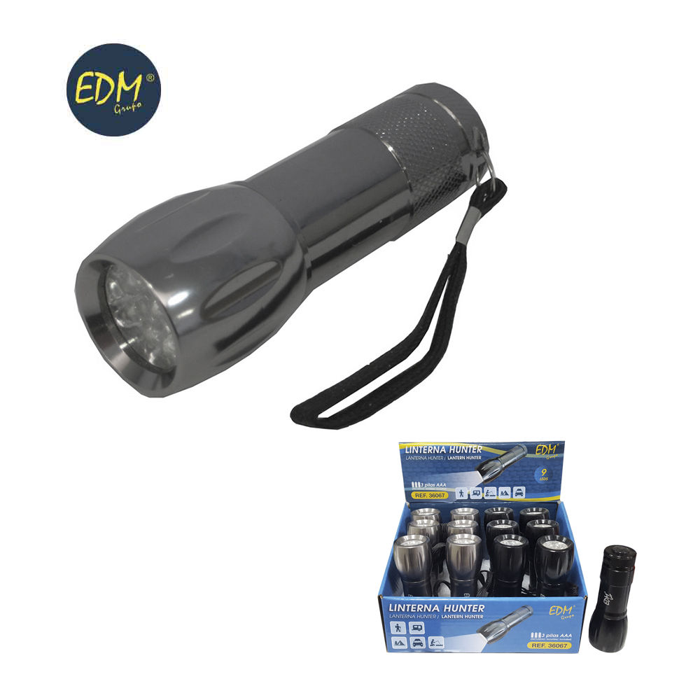 [LIN-36067] LINTERNA HUNTER METALICA 9 LEDS 3 PILAS AAA