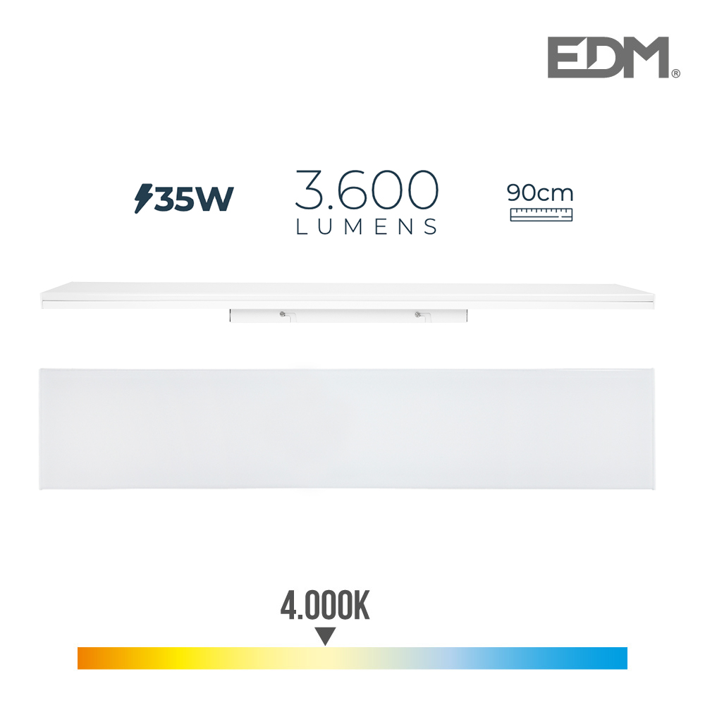 REGLETA LED 35W 4000ºK LUZ NEUTRA 3600lm 110º 90cm FLOTANTE
