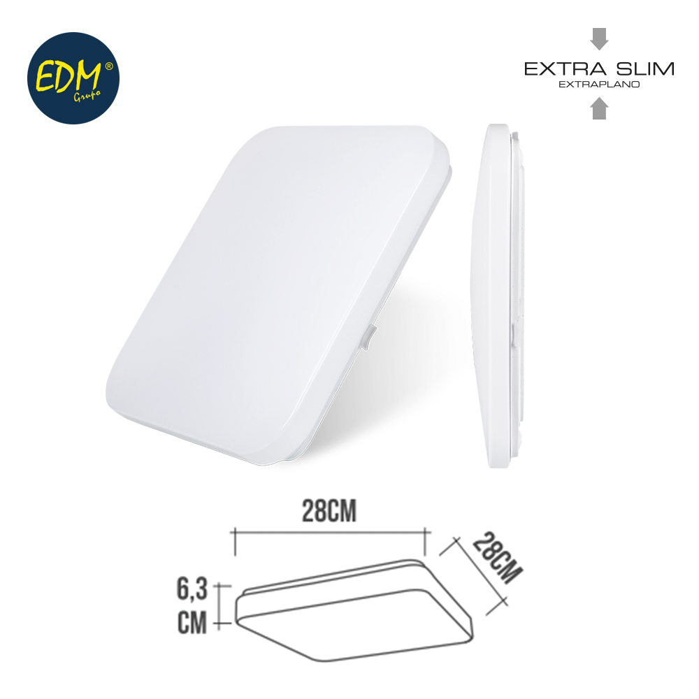 PLAFON 12W 4000ºK 840LM 120º IP20 28x28x6.3cm