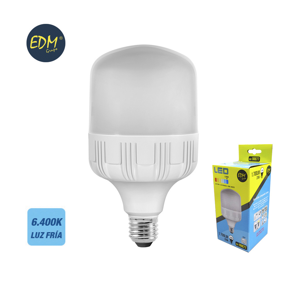 [E27-BIG-20W-6] BOMBILLA LED BIG E27 20W 6K LUZ FRIA 1700LM 200º IP20