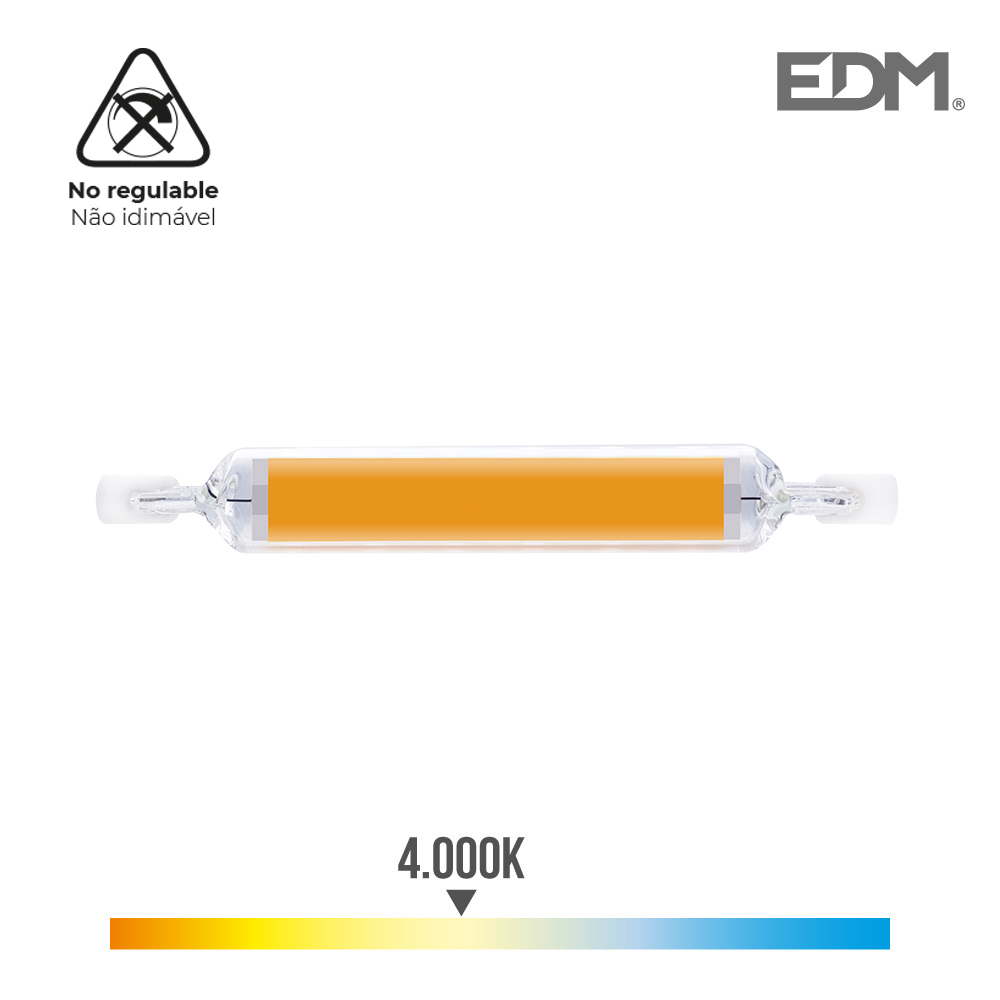 BOMBILLA LINEAL R7S 118mm 12W 4K LUZ NEUTRA 1250lm CHIP COB 360º ULTRAFINA