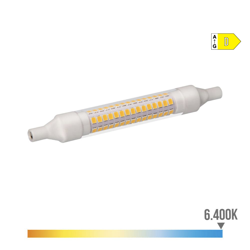 BOMBILLA LINEAL R7S 118mm 9W 6K LUZ FRIA 1280lm IP20 360º