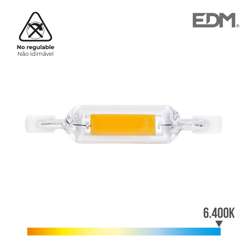 [R7S-78MM-COB-6] BOMBILLA LINEAL R7S 78mm 7W 6K LUZ FRIA 620LM COB IP20 360º