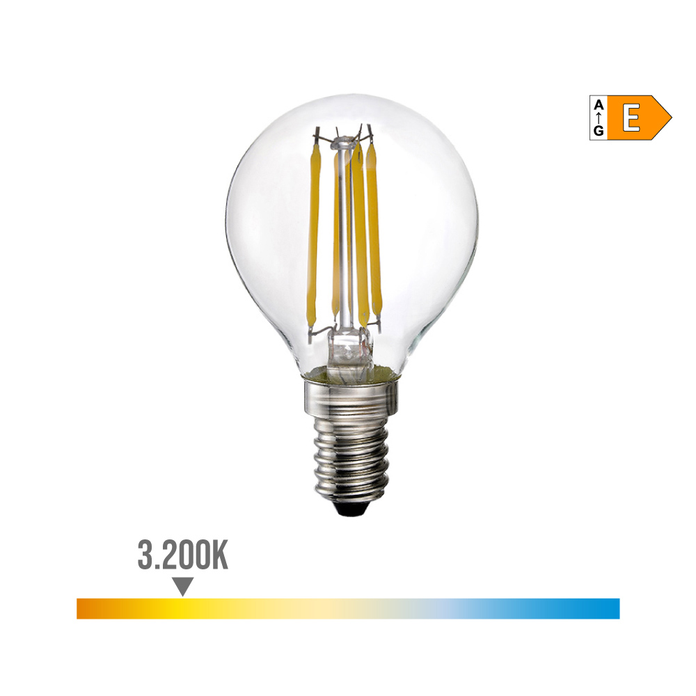 [E14-ESF-4.5W-VIN-3] BOMBILLA ESFERICA P45 E14 4,5W 3200ºK 350LM CLEAR GLASS