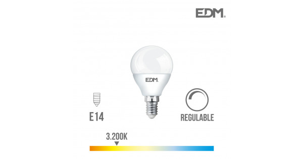 BOMBILLA LED ESFERICA P45 E14 5.5W 3K LUZ CALIDA 500LM 180º DIMMABLE OPAL