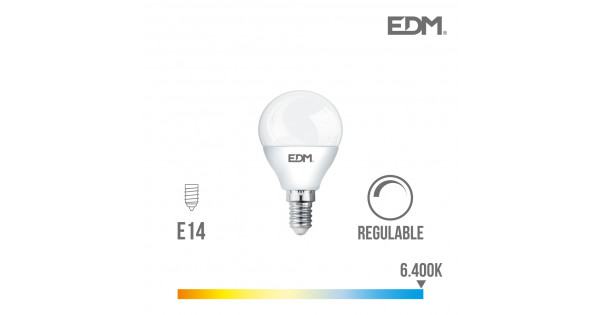 [E14-ESF-5.5W-DIM-6] BOMBILLA LED ESFERICA P45 E14 5.5W 64K LUZ FRIA 500LM 180º DIMMABLE OPAL