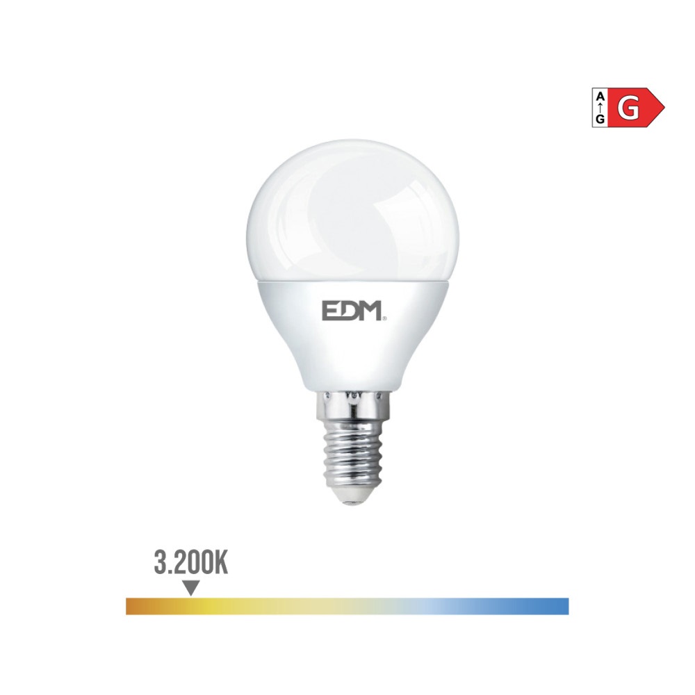 [E14-ESF-5W-3] BOMBILLA LED ESFERICA P45 E14 5W 3K LUZ CALIDA 400lm
