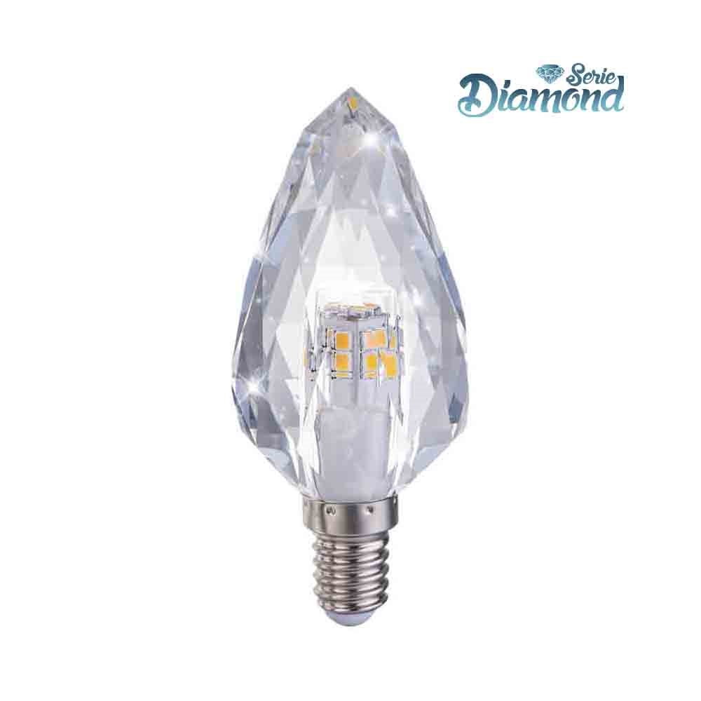 [E14-VELA-3W-DIAM] BOMBILLA VELA LED E14 3W 3200ºK 300LM DIAMOND EDM