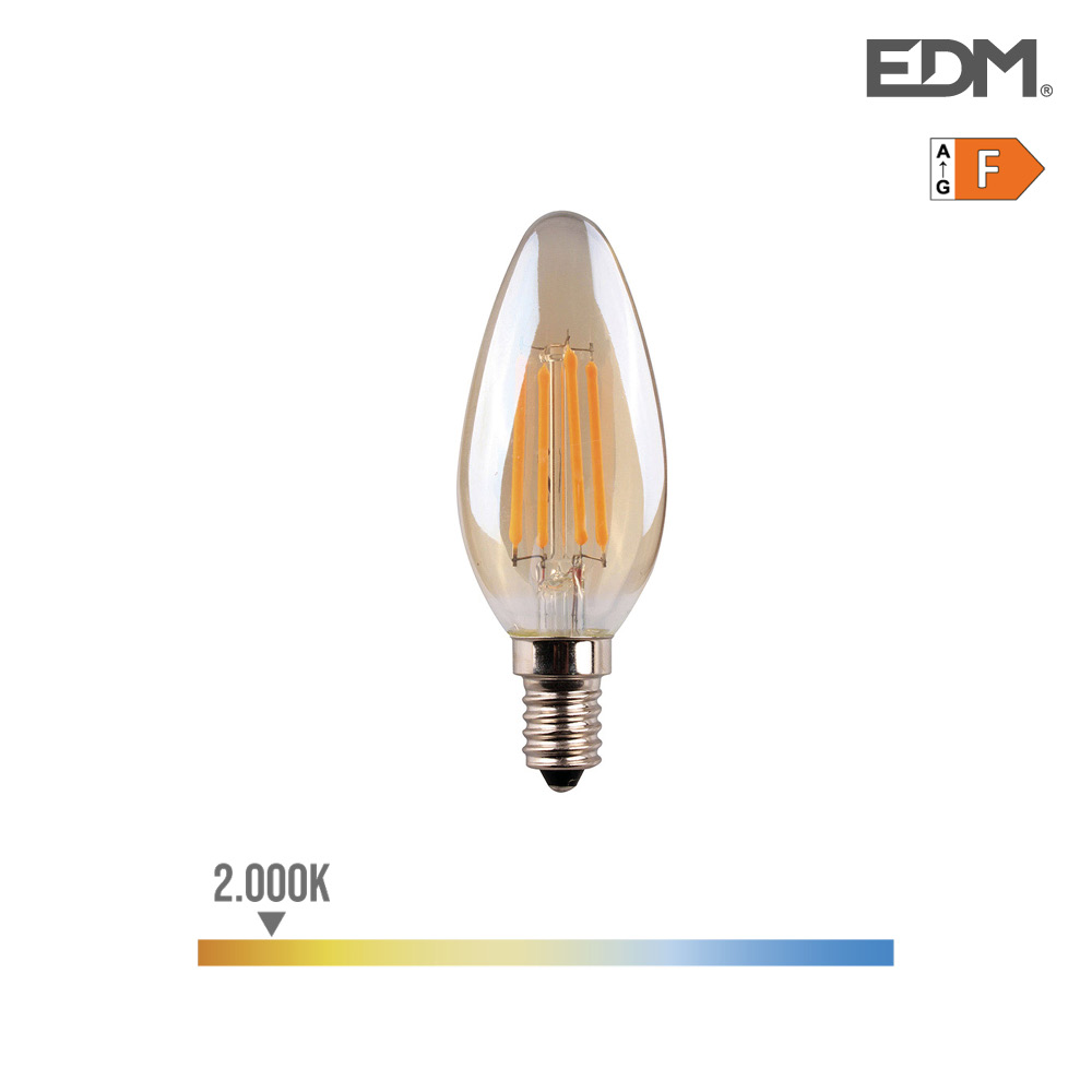 [E14-VELA-4.5W-VIN-2] BOMBILLA VELA C36 E14 4,5W 2000ºK 350LM AMBER GLASS
