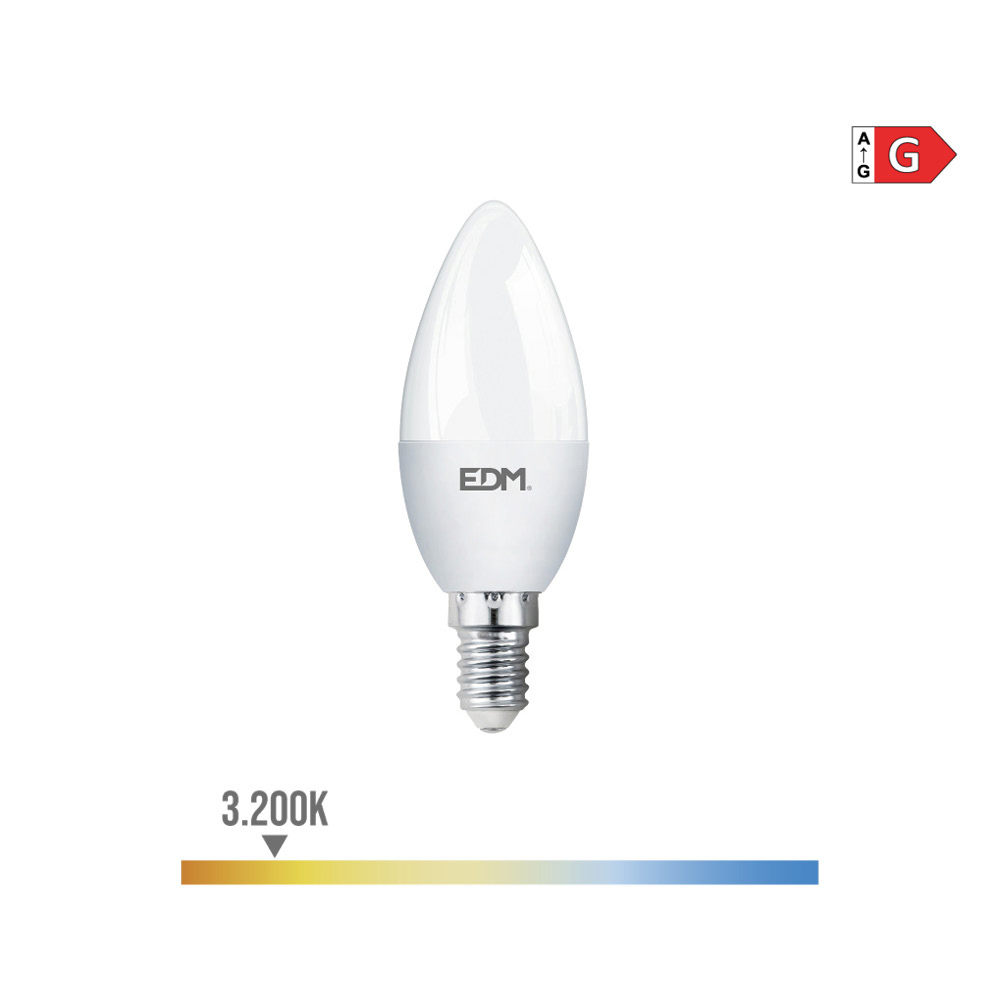 [E14-VELA-5W-3] BOMBILLA LED VELA C36 E14 5W 3K LUZ CALIDA 400lm