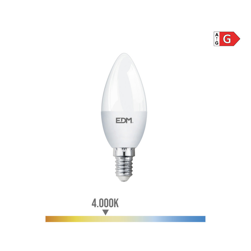 BOMBILLA LED VELA C36 E14 5W 4K LUZ NEUTRA 400lm