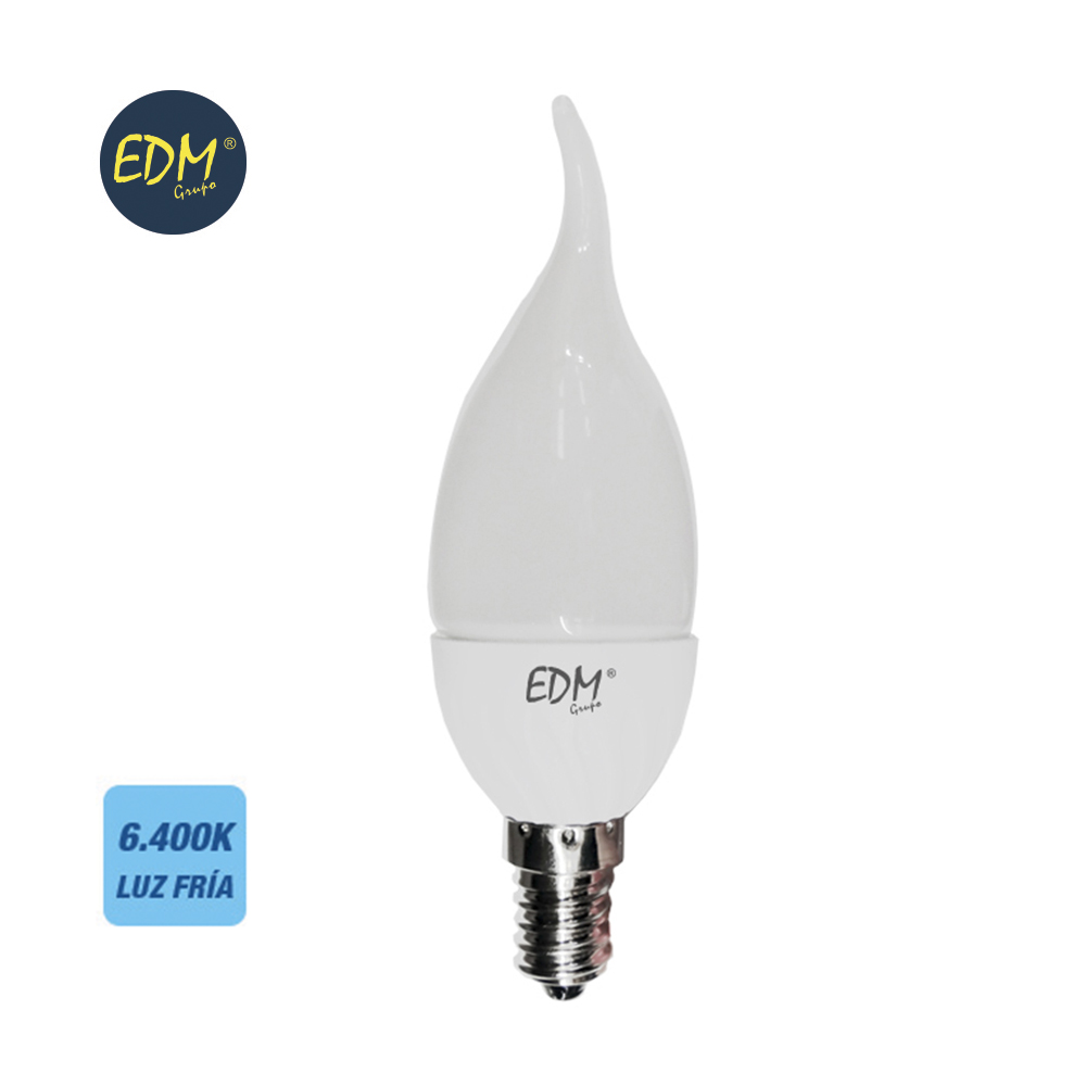 BOMBILLA LED VELA E14 5W 6K LUZ FRIA 400LM 220º BOHEMIA FLAME