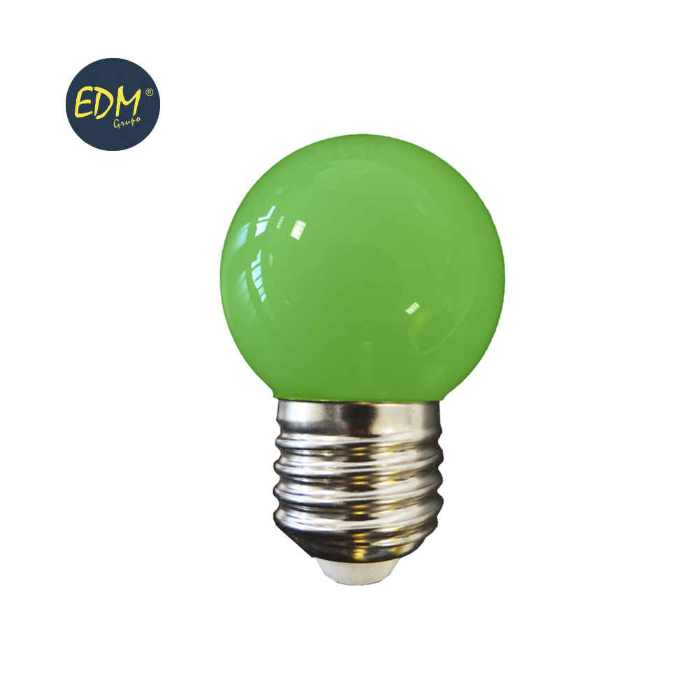 BOMBILLA LED ESFERICA G45 E27 1.5W 200lm VERDE