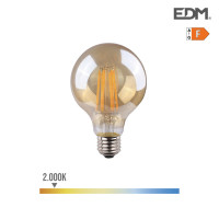 BOMBILLA GLOBO G80 LED E27 8W 700lm 2000ºK AMBERGLASS