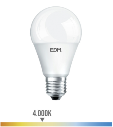 BOMBILLA LED STANDARD A60 E27 12W 3K LUZ FRIA 1154lm 220º IP20 EDM