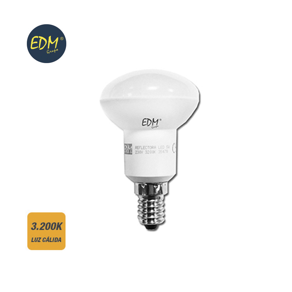 [E14-R50-5W-3] BOMBILLA REFLECTORA R50 E14 5W 3K LUZ CALIDA 350LM 120º IP20