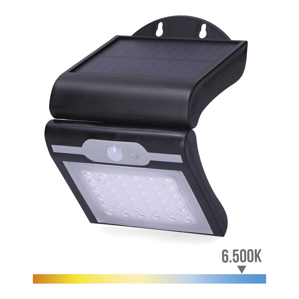 [APL-SOLAR-2W-NG] APLIQUE SOLAR 2W 220 LUMEN RECARGABLE C/SENSOR (2-6M) DOBLE ILUMINACION: FRONTAL Y TRASERA INTERIO
