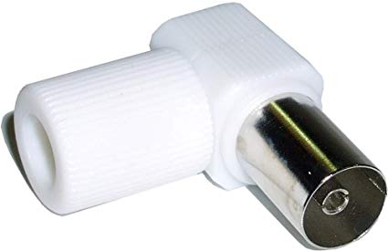 CONECTOR TV IEC HEMBRA ACODADO PLASTICO BLANCO