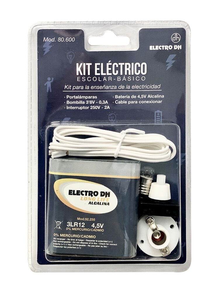 [KIT-ELEC-80.600] KIT ELECTRICO ESCOLAR CON BOMBILLA E INTERRUPTOR